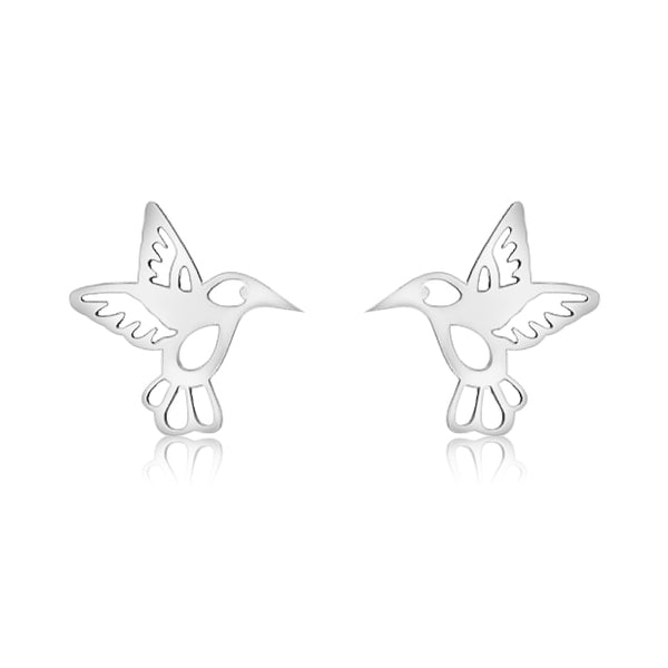 Aretes De Colibrí Silueta De Plata
