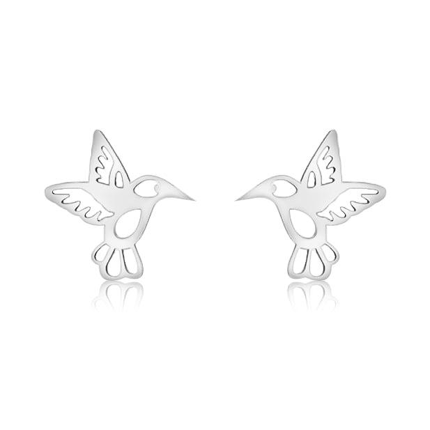 Aretes De Colibrí Silueta De Plata