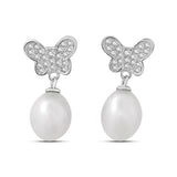 Aretes Mariposa de Perla con Circonia