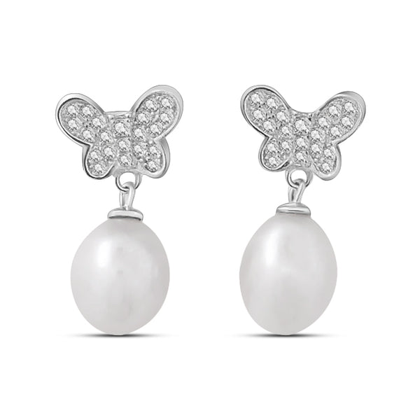 Aretes Mariposa de Perla con Circonia