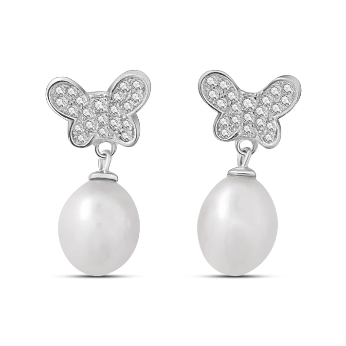 Aretes Mariposa de Perla con Circonia