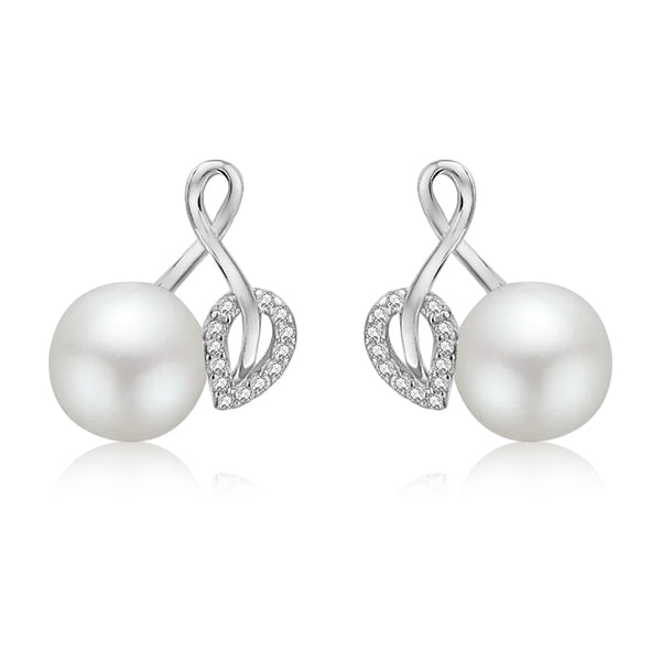 Arete de Plata con Perla y Circonia