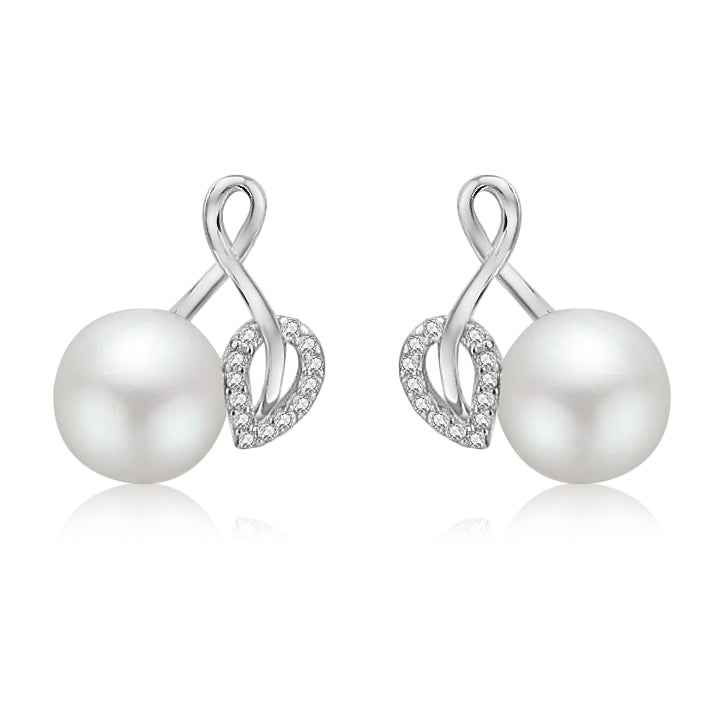 Arete de Plata con Perla y Circonia