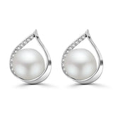 Arete de Plata con Circonia y Perla