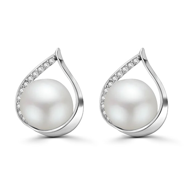 Arete de Plata con Circonia y Perla