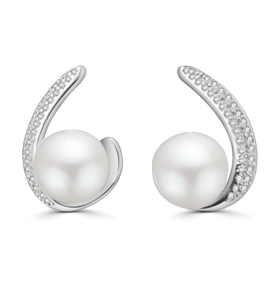 Aretes de Plata con Circonia y Perla