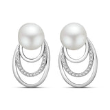 Aretes de Plata con Perla y Circonia