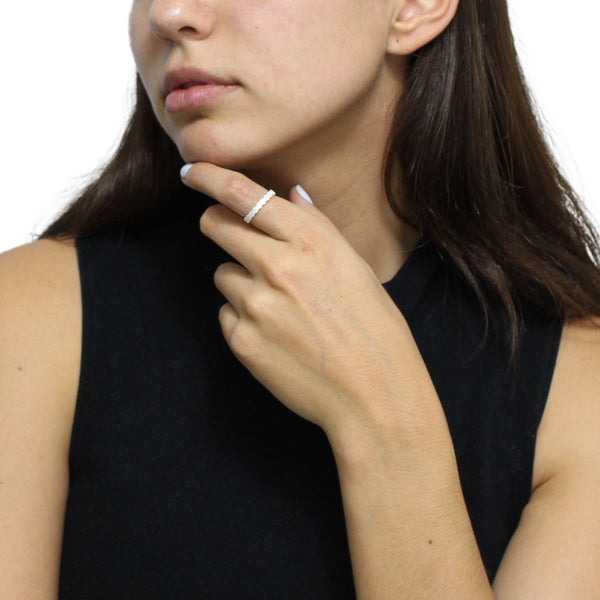 Anillo Churumbela De Hexágonos Con Circonia