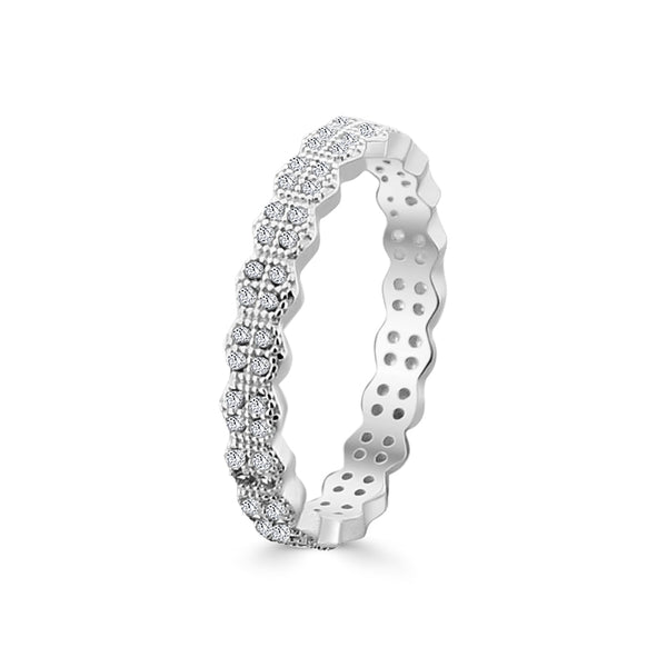 Anillo Churumbela De Hexágonos Con Circonia