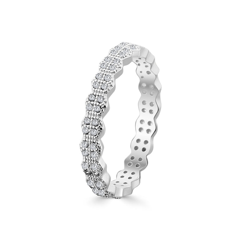 Anillo Churumbela De Hexágonos Con Circonia