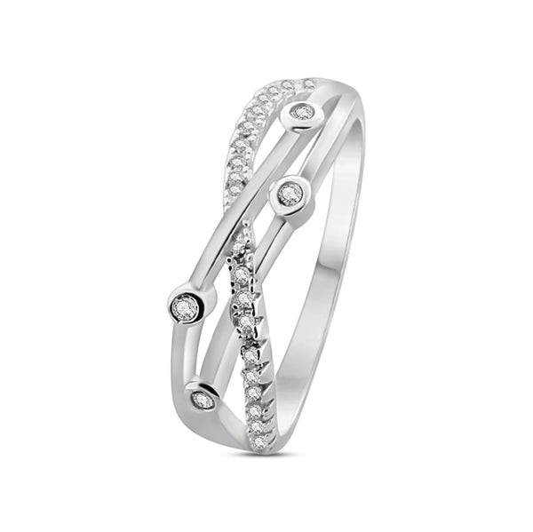 Anillo De Líneas Cruzadas Con Circonias #5