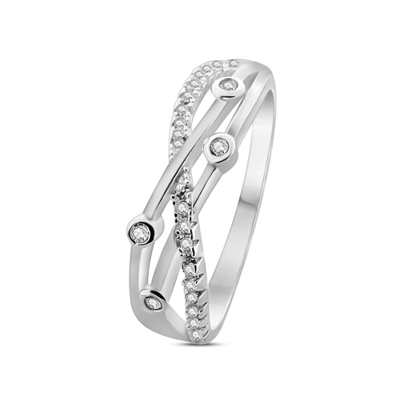 Anillo De Líneas Cruzadas Con Circonias #5
