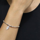 Pulsera Rigida de Plata con Dije de Hoja