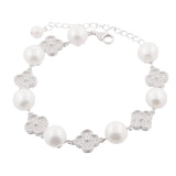 Pulsera Flor con Perla y Circonia