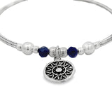 Pulsera Rigida de Plata con Dije de Sol