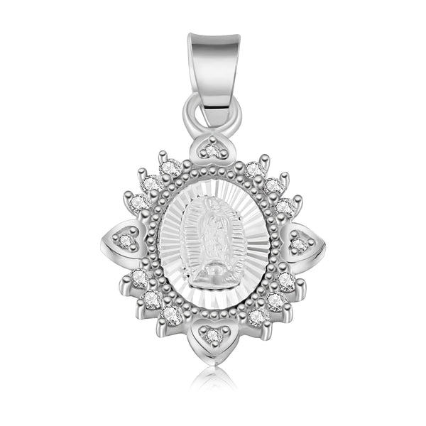 Medalla De La Virgen De Guadalupe Gota Con Corazones Circonia