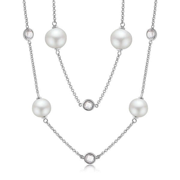 Collar Largo de Perlas y Circonia