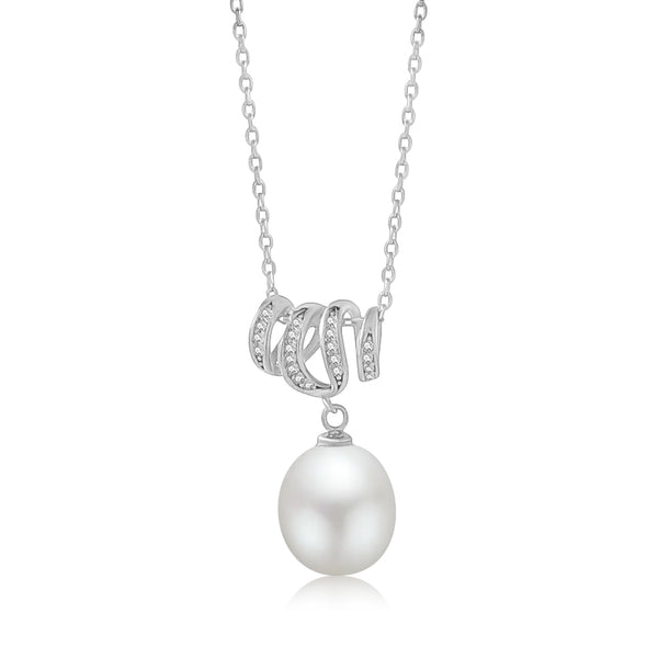 Collar de Circonia y Perla Colgante