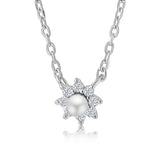 Collar Flor Perla y Circonia