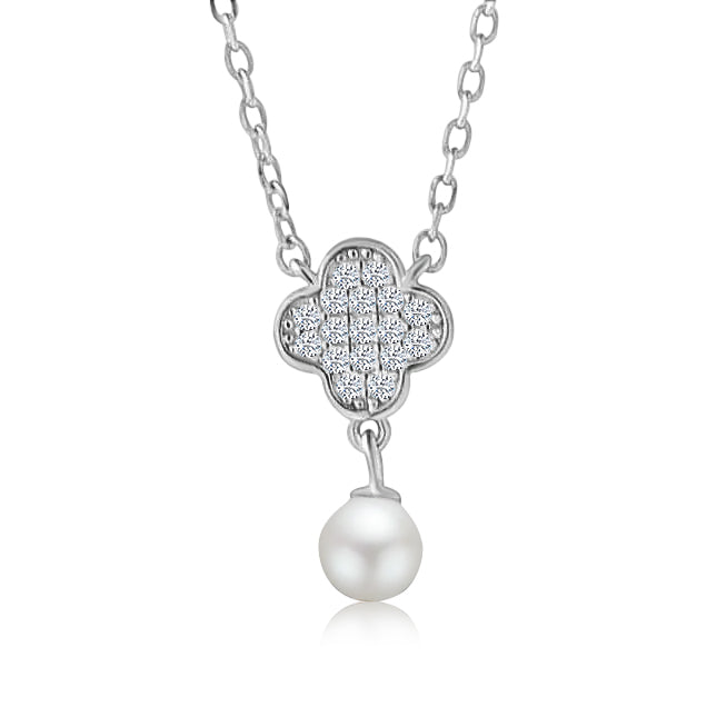 Collar Trébol de Circonia y Perla