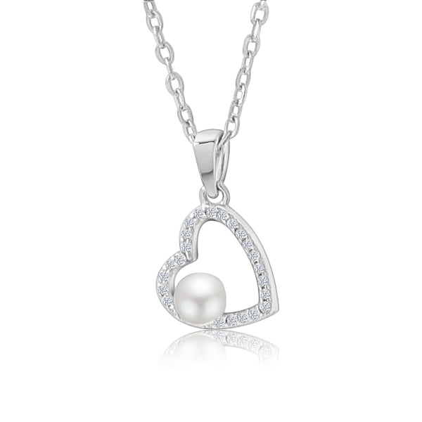 Collar Corazón con Circonia y Perla
