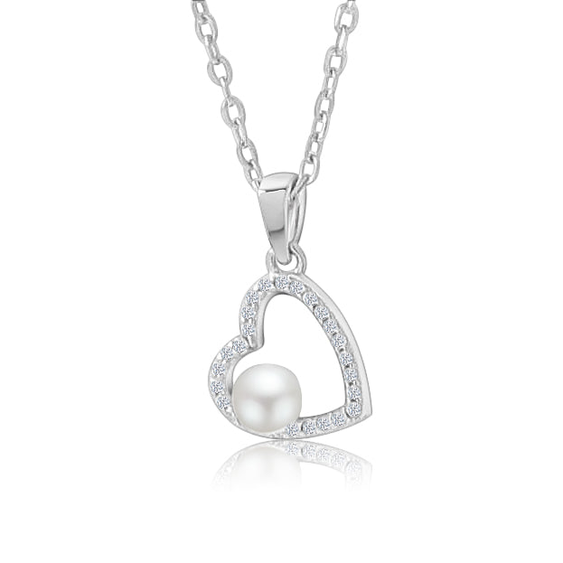 Collar Corazón con Circonia y Perla