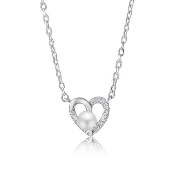 Collar Corazón Perla y Circonia