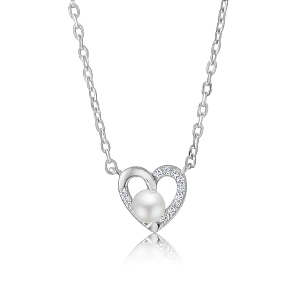Collar Corazón Perla y Circonia