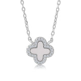 Collar Trébol Blanco con Circonia