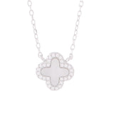 Collar Trébol Blanco con Circonia