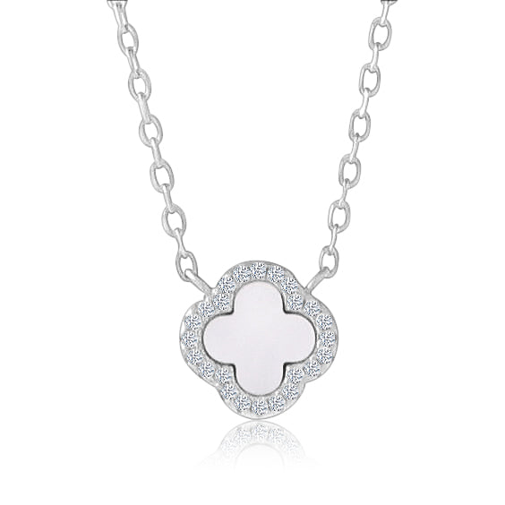 Collar Trébol con Circonia Blanco
