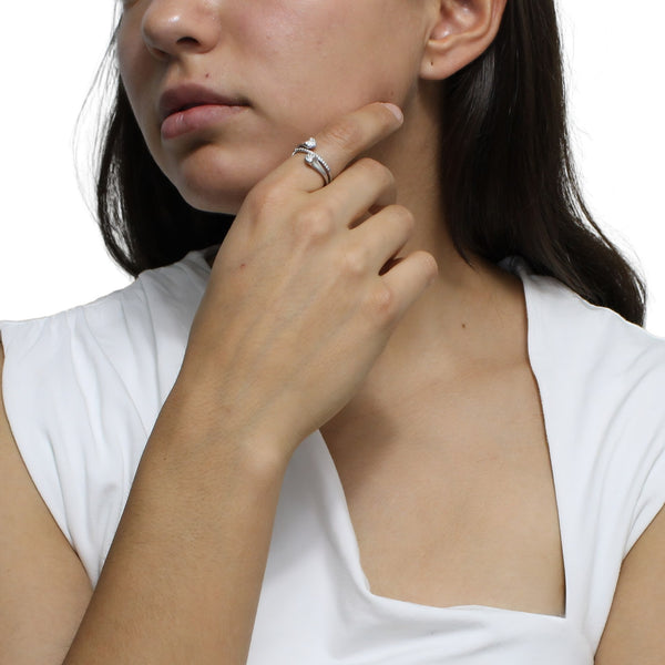 Anillo Tu y Yo de Corazon de Circonia