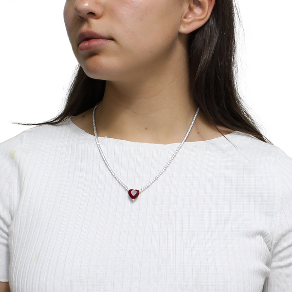 Collar de Tenis con Corazón de Circonia