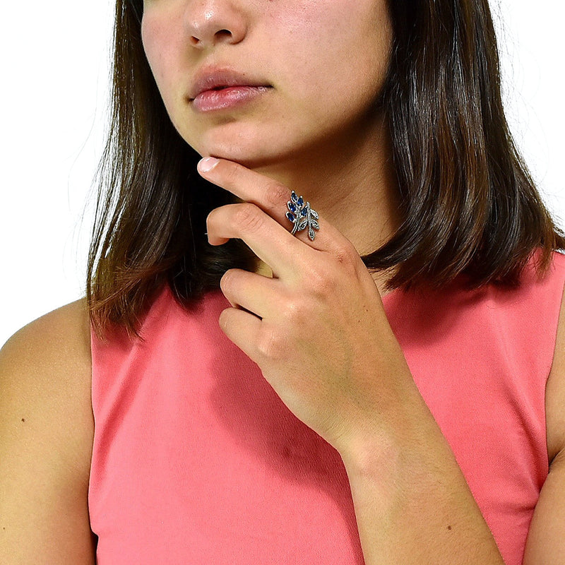 Anillo De Plata Con Marquesita y Circonia