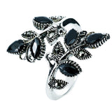 Anillo Hojas De Plata Con Marquesita