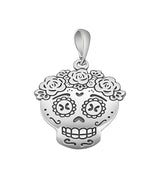 Dije De Calaverita Con Corona De Flores Plata