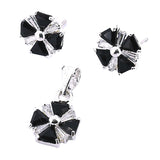 Juego De Flor Plata Con Circonia