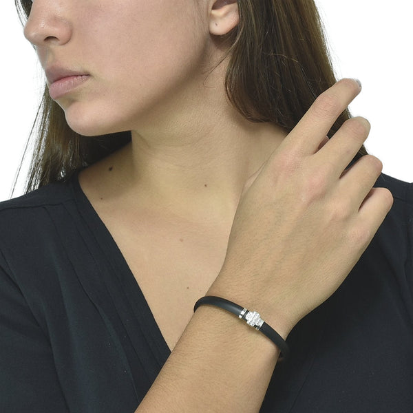 Pulsera Caucho Cruz Circonia