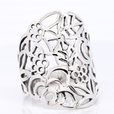 Anillo Floral De Plata
