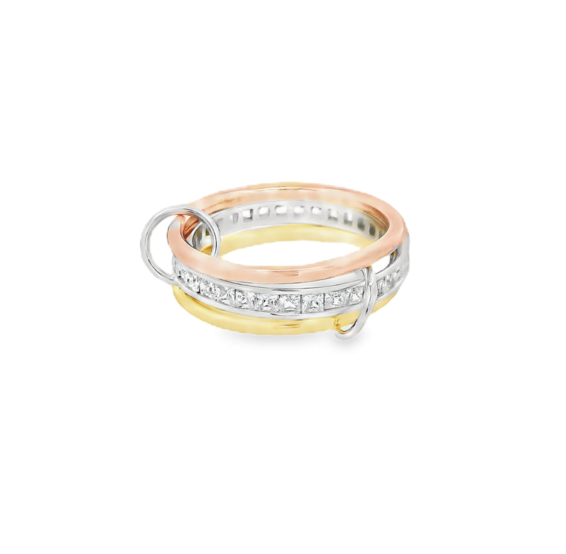 Anillo Unified con Chapa de Oro y Chapa de Oro Rosado