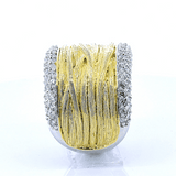 Anillo de Plata con Circonia y Chapa de Oro