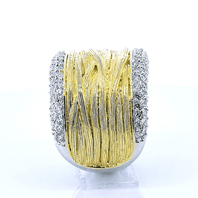 Anillo de Plata con Circonia y Chapa de Oro