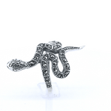 Anillo De Serpiente Plata Con Marquesita