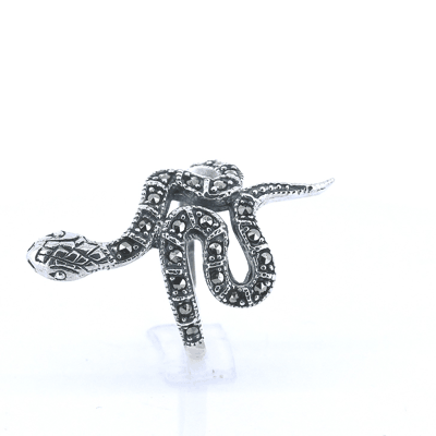 Anillo De Serpiente Plata Con Marquesita