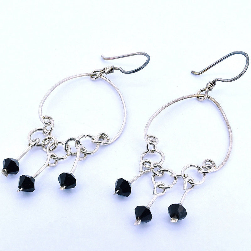 Arete de Plata con Cristales Colgantes