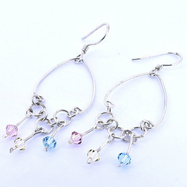 Arete de Plata con Cristales Colgantes