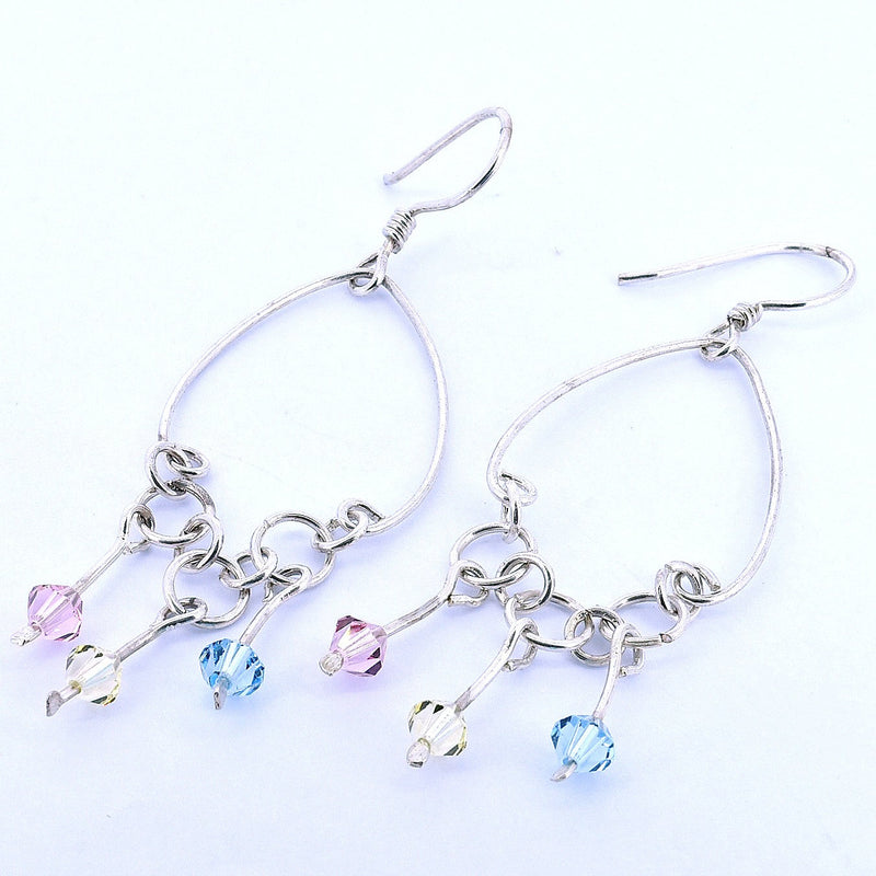 Arete de Plata con Cristales Colgantes