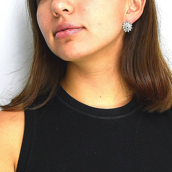 Aretes Flor De Piedras Preciosas De Plata