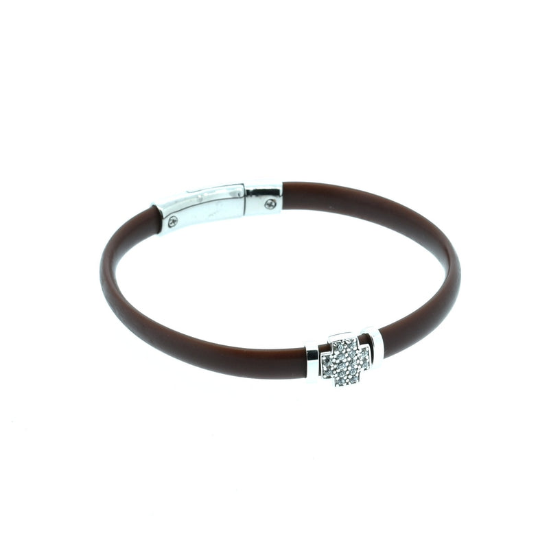Pulsera Caucho Cruz Circonia-Pulsera-Plarte